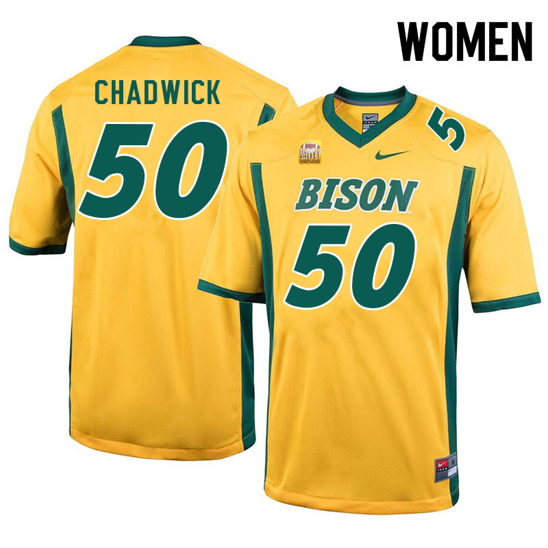 Women #50 Kaden Chadwick North Dakota State Bison College Football Jerseys Sale-Yellow - Click Image to Close